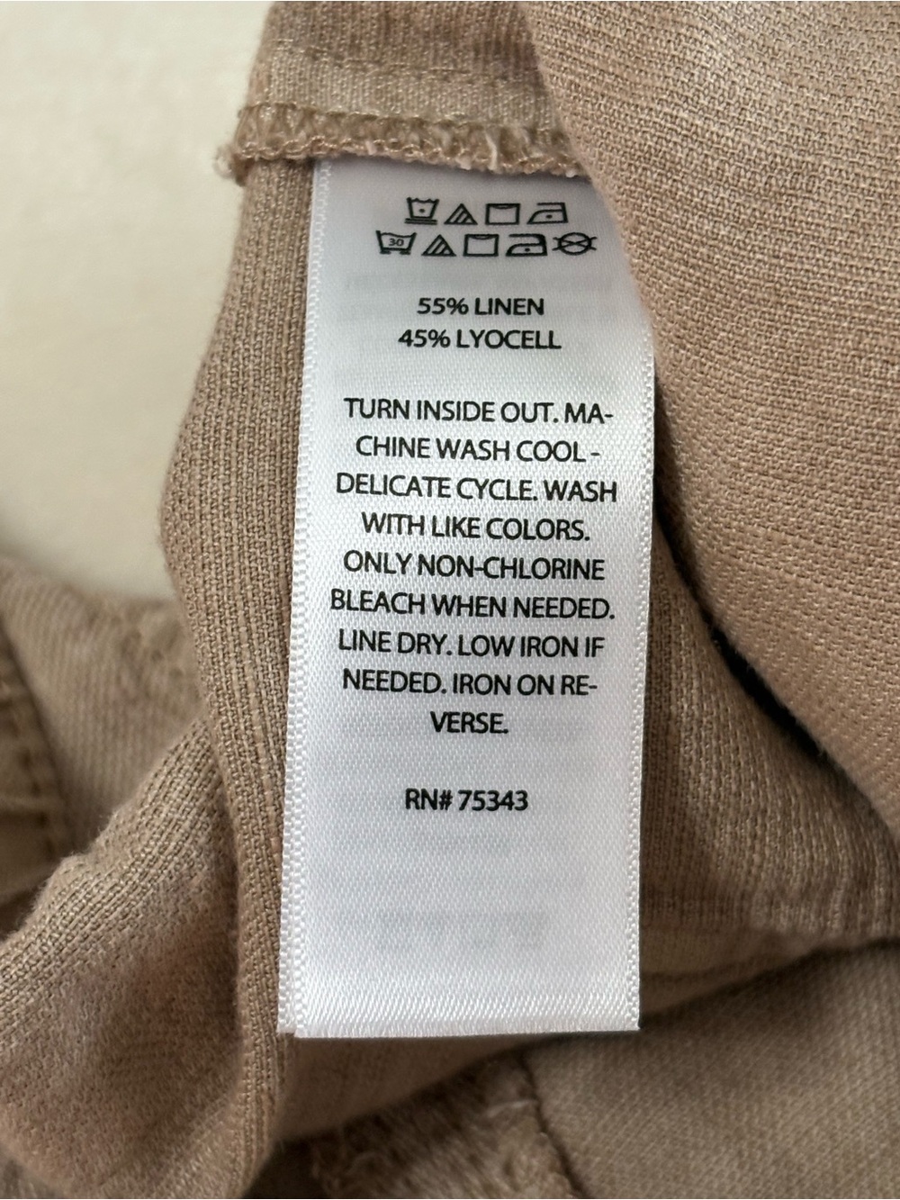 NWT C & C California Tan Linen Blend Crop Pants Size L Pull on Elastic Waist - Picture 5 of 11